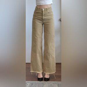 Dark Khaki Wide Leg Jeans. Mango. Size: 6.